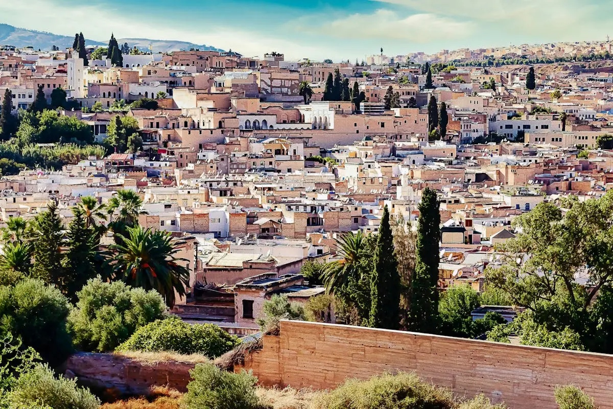 Panoramic view of Fez Morocco showing the ancient medina